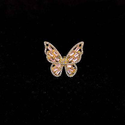 Fashion Butterfly Metal Inlay Rhinestones Women's Rings