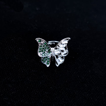 Fashion Butterfly Metal Inlay Rhinestones Women's Rings