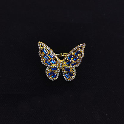 Fashion Butterfly Metal Inlay Rhinestones Women's Rings