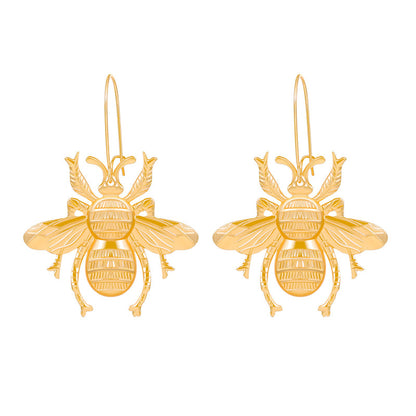 Vintage Style Bee Copper Inlay Zircon Dangling Earrings