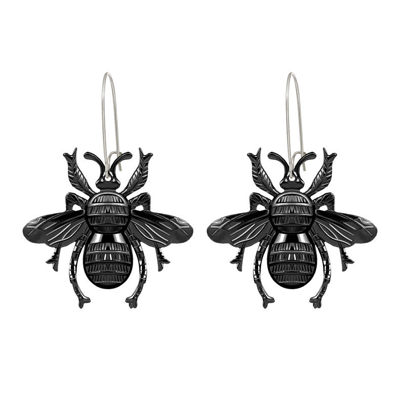 Vintage Style Bee Copper Inlay Zircon Dangling Earrings