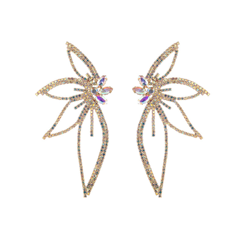 1 Pair Fashion Flower Alloy Plating Inlay Rhinestones Glass Women's Ear Studs