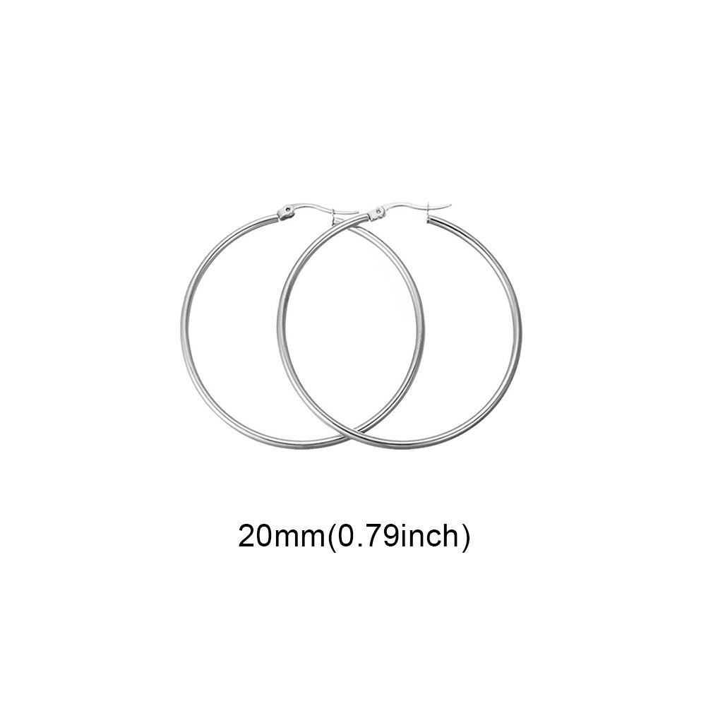 1 Pair Fashion Solid Color Stainless Steel Hoop Earrings