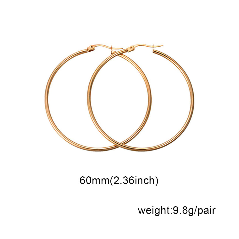 1 Pair Fashion Solid Color Stainless Steel Hoop Earrings