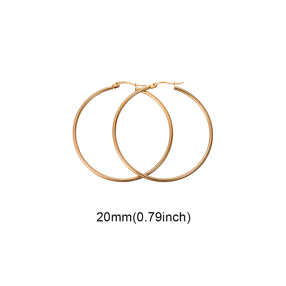 1 Pair Fashion Solid Color Stainless Steel Hoop Earrings