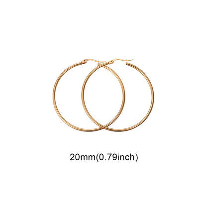 1 Pair Fashion Solid Color Stainless Steel Hoop Earrings