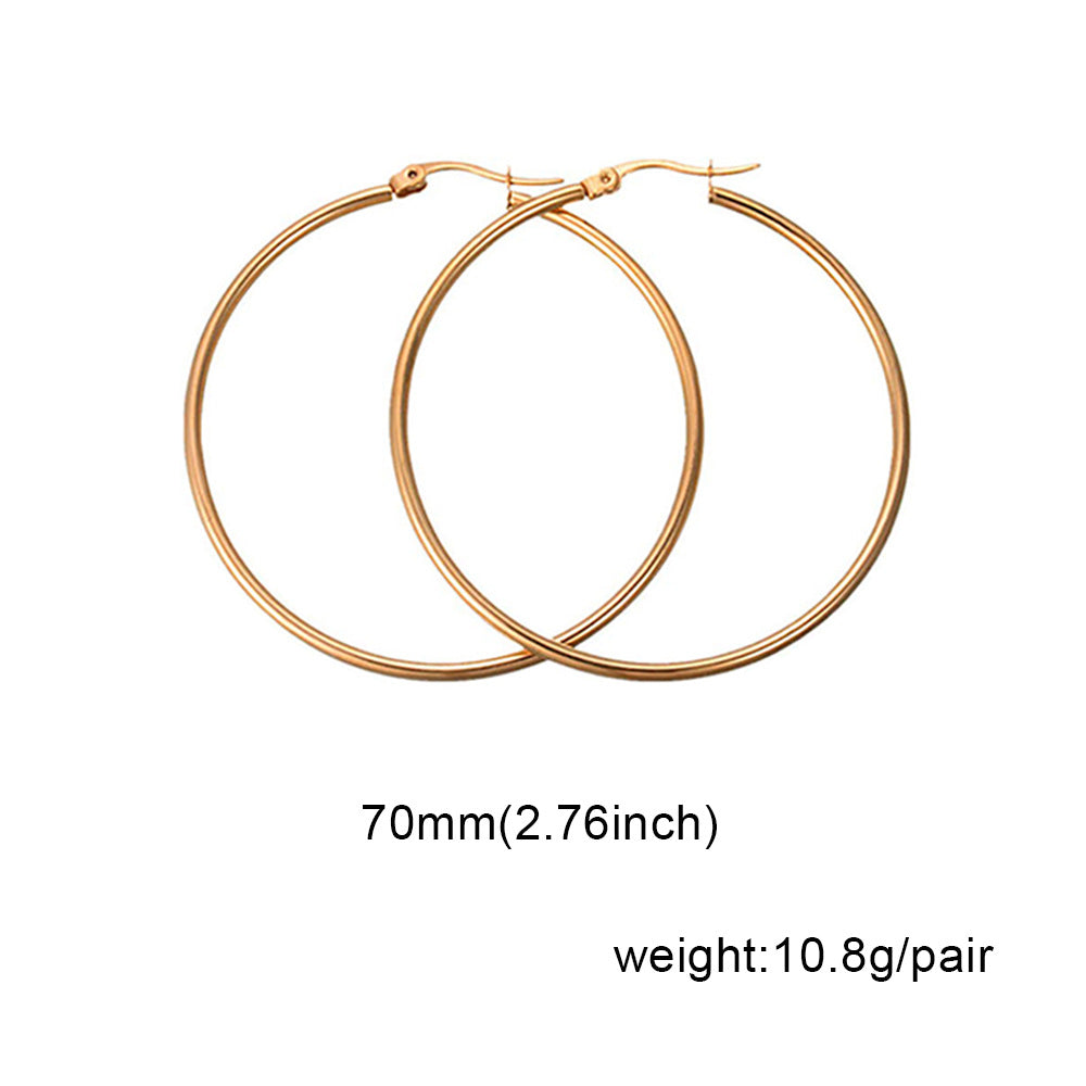 1 Pair Fashion Solid Color Stainless Steel Hoop Earrings