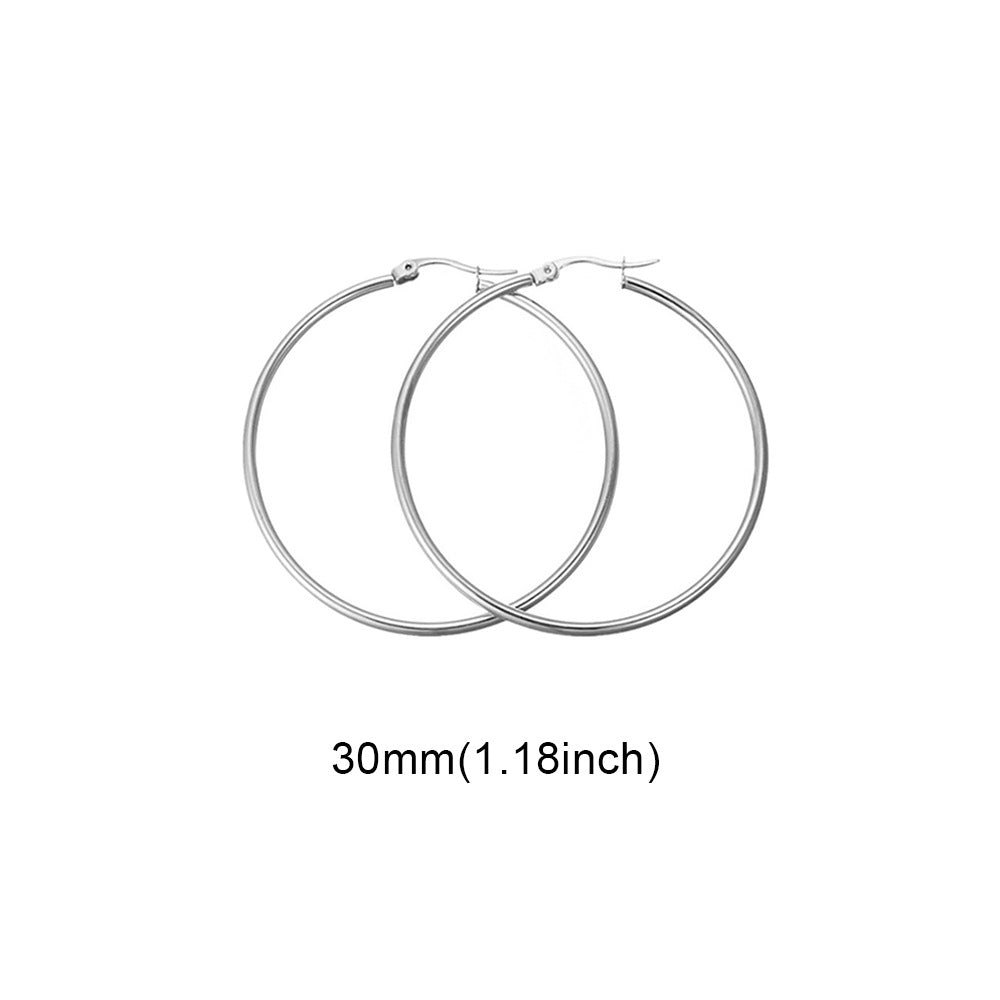 1 Pair Fashion Solid Color Stainless Steel Hoop Earrings