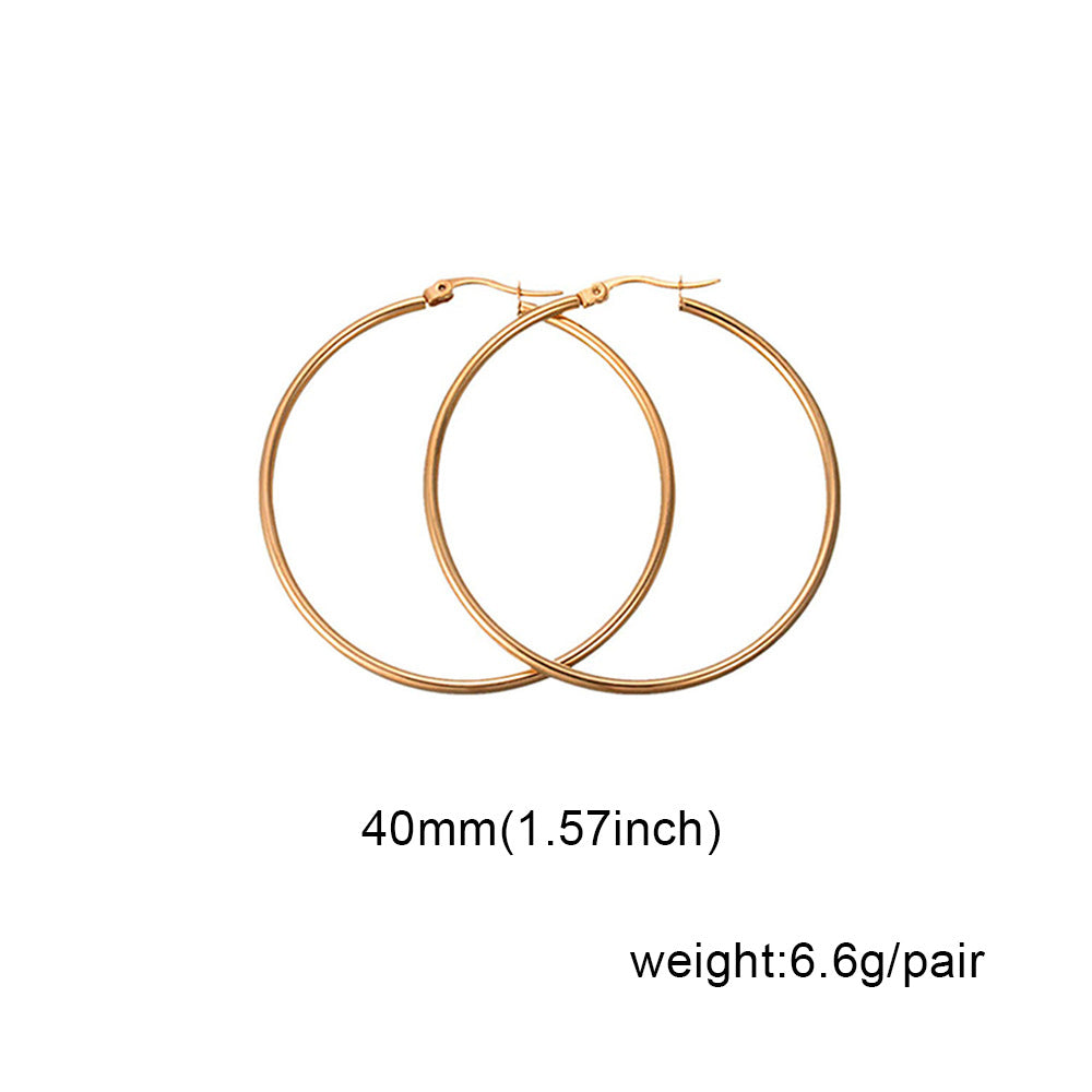 1 Pair Fashion Solid Color Stainless Steel Hoop Earrings