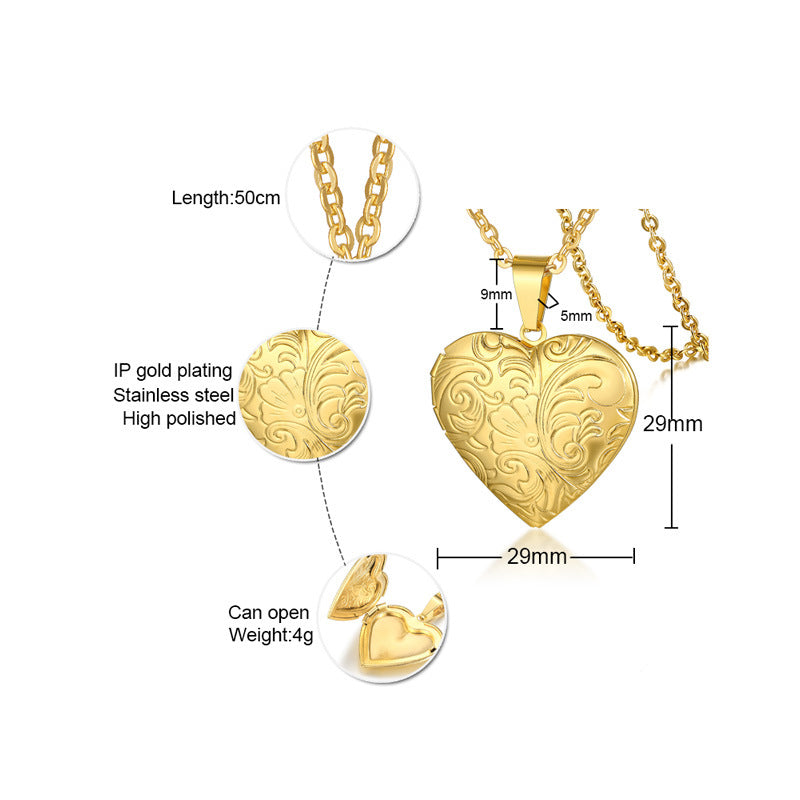 Fashion Letter Heart Shape Stainless Steel Plating Gold Plated Pendant Necklace