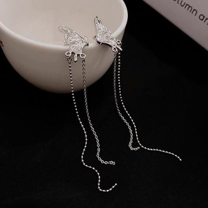 Wholesale Jewelry 1 Pair Fashion Rose Butterfly Alloy Rhinestones Ear Clips