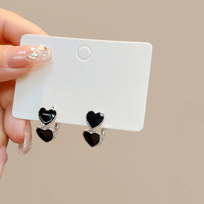 1 Pair Fashion Heart Shape Alloy Inlay Artificial Diamond Women's Drop Earrings