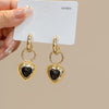 1 Pair Fashion Heart Shape Alloy Inlay Artificial Diamond Women's Drop Earrings