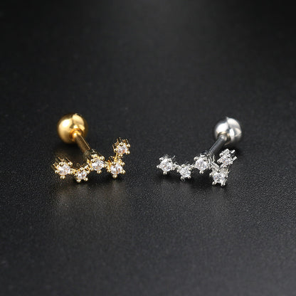 Fashion Flower Snake Butterfly Copper Plating Inlay Zircon Ear Studs 1 Piece