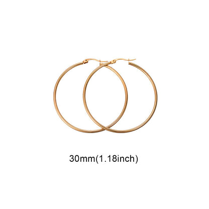 1 Pair Fashion Solid Color Stainless Steel Hoop Earrings