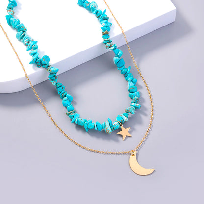 Classic Style Star Moon Heart Shape Copper Inlay Zircon Layered Necklaces 1 Piece