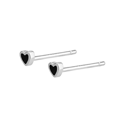 Fashion Heart Shape Sterling Silver Plating Rhinestones Ear Studs 1 Pair