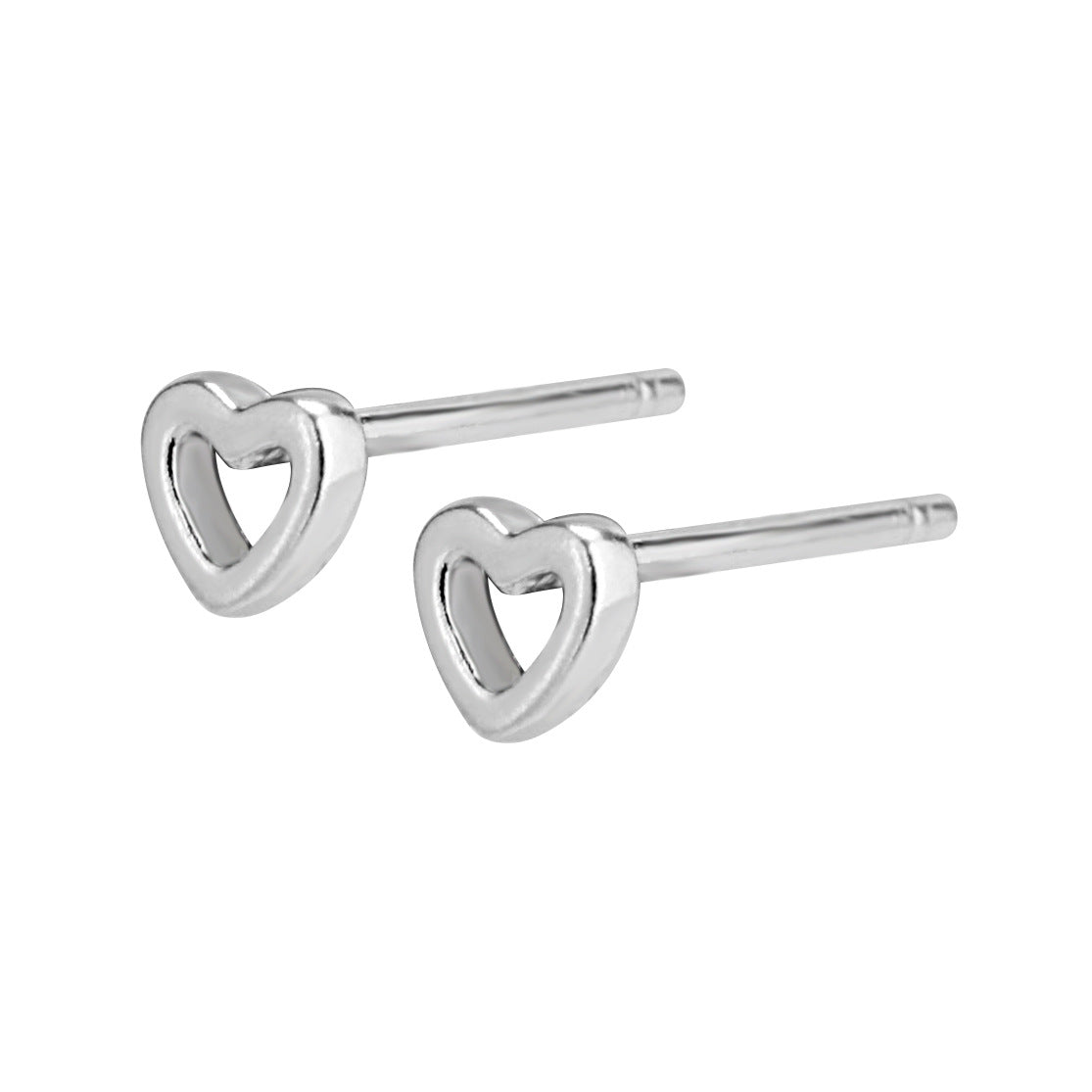 Fashion Heart Shape Sterling Silver Plating Rhinestones Ear Studs 1 Pair