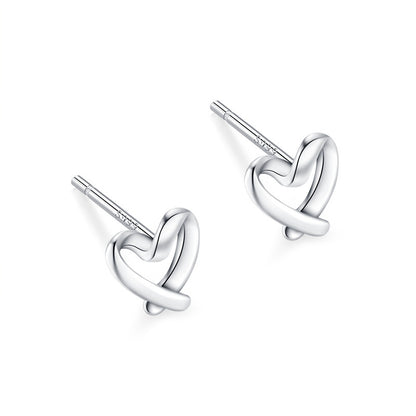 Cute Star Heart Shape Sterling Silver Plating Ear Studs 1 Pair