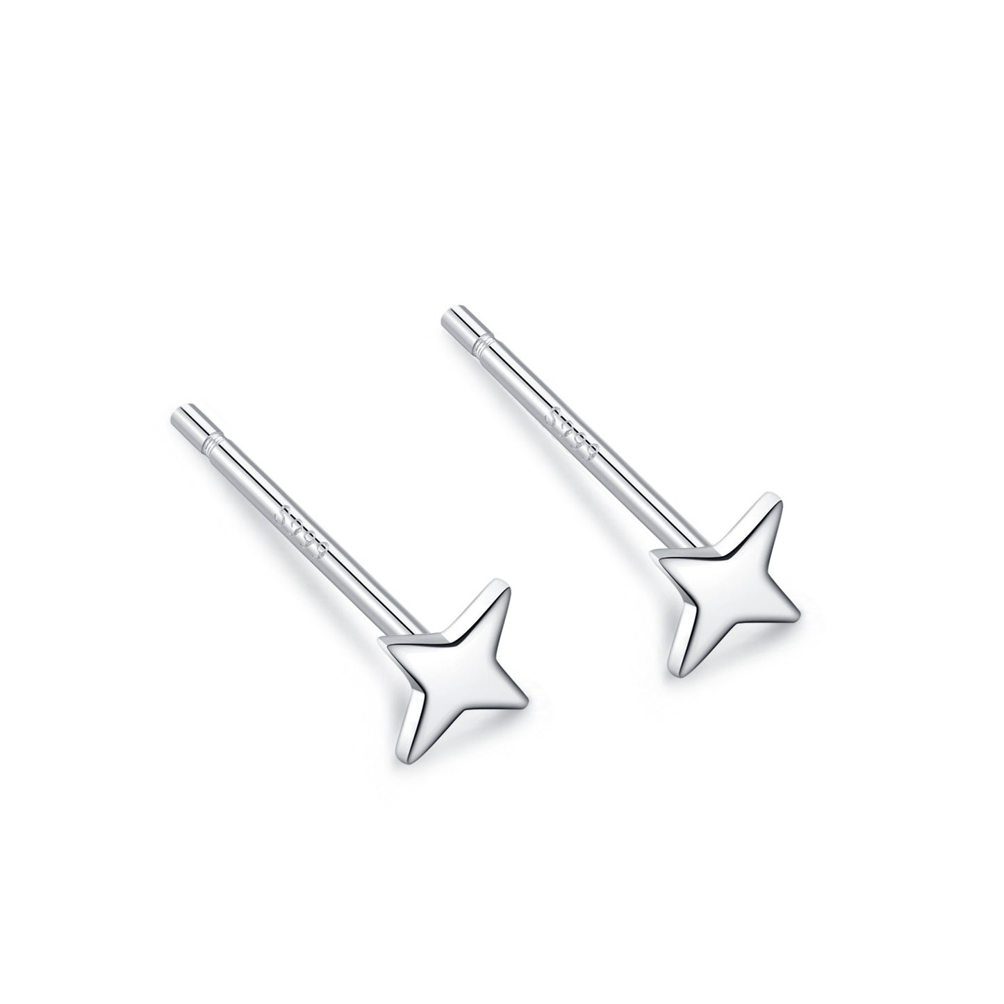 Cute Star Heart Shape Sterling Silver Plating Ear Studs 1 Pair