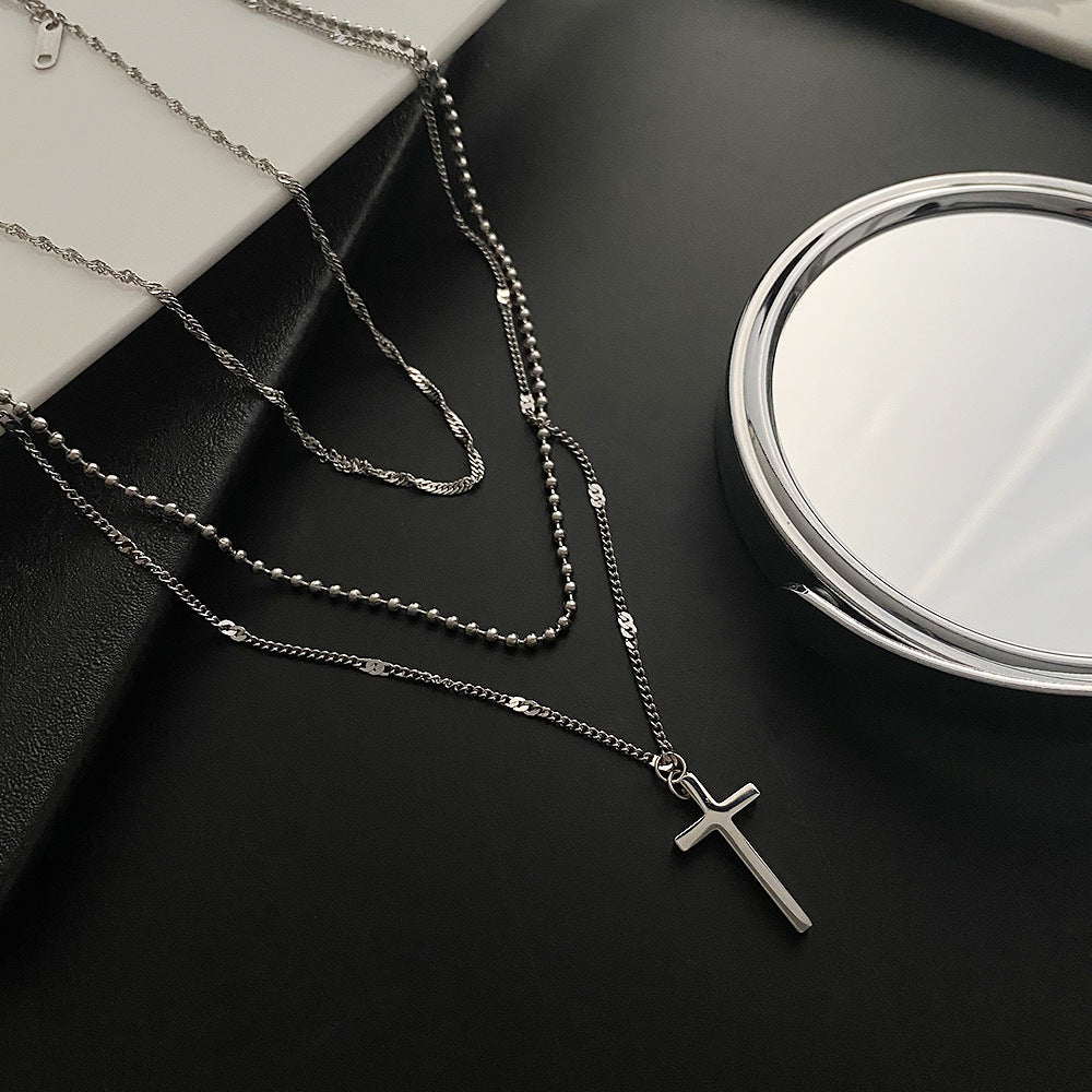 Fashion Cross Titanium Steel Metal Chain Necklace 1 Piece