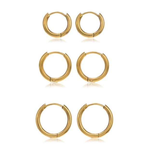 3 Piece Set Fashion Round Plating Stainless Steel Earrings