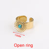 Fashion Geometric Stainless Steel Plating Artificial Pearls Turquoise Open Ring