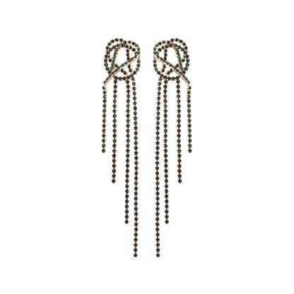 1 Pair Fashion Tassel Alloy Inlay Artificial Gemstones Women's Drop Earrings