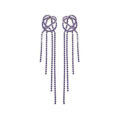 1 Pair Fashion Tassel Alloy Inlay Artificial Gemstones Women's Drop Earrings