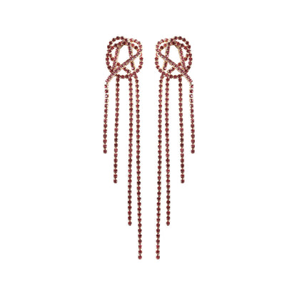 1 Pair Fashion Tassel Alloy Inlay Artificial Gemstones Women's Drop Earrings