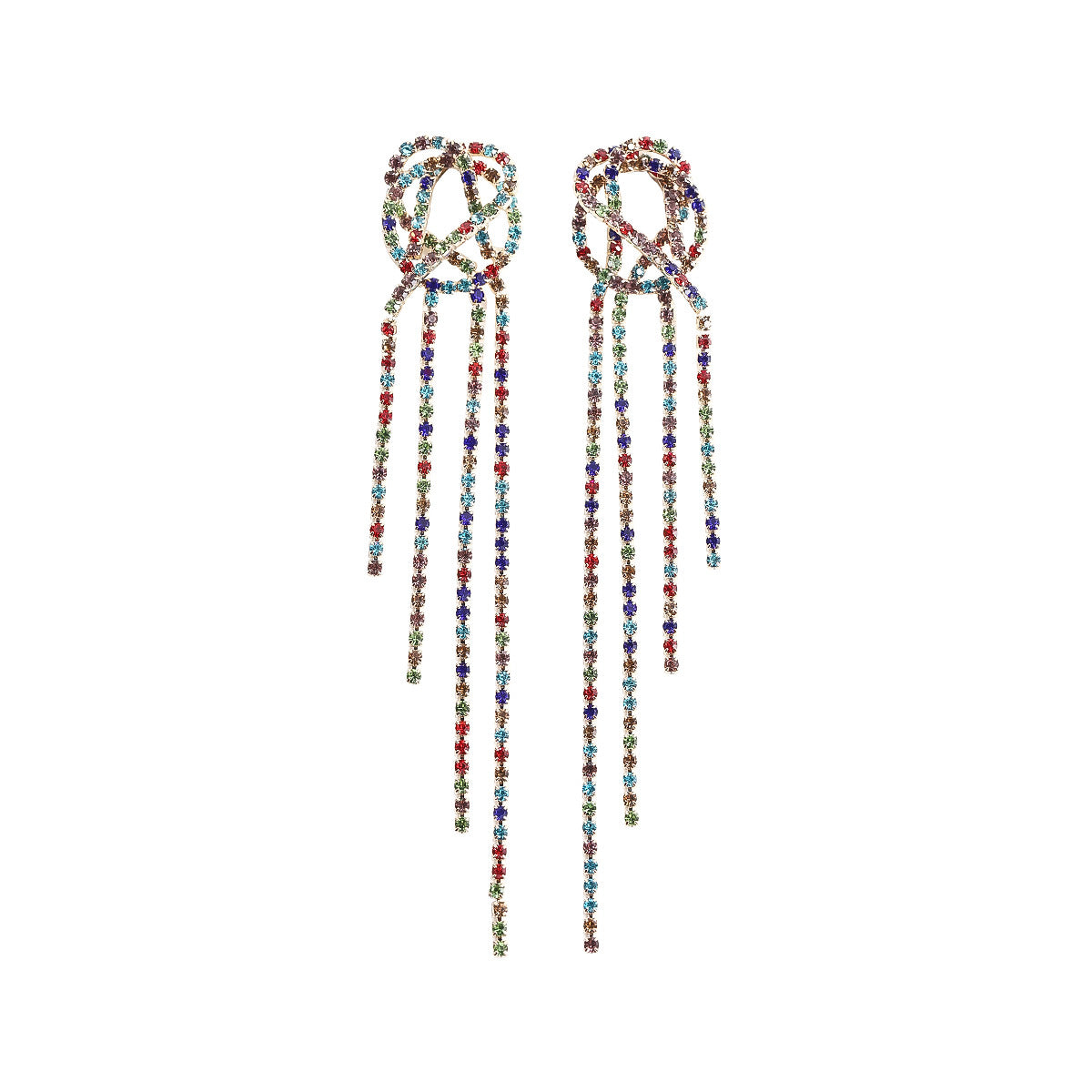 1 Pair Fashion Tassel Alloy Inlay Artificial Gemstones Women's Drop Earrings