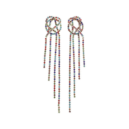 1 Pair Fashion Tassel Alloy Inlay Artificial Gemstones Women's Drop Earrings