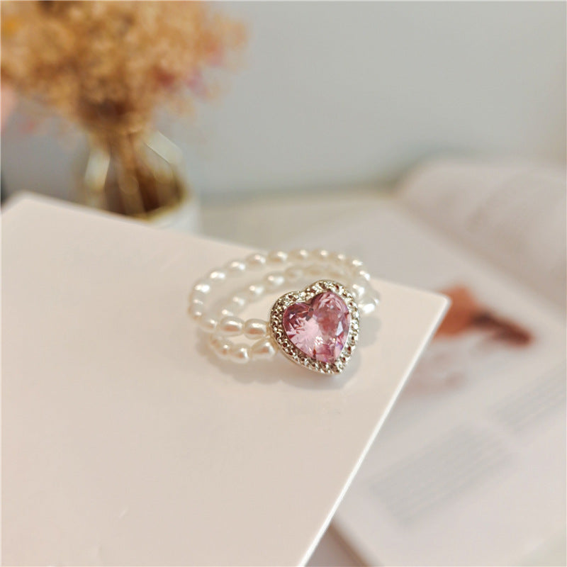 1 Piece Sweet Heart Shape Alloy Plating Metal Zircon Women'S Rings