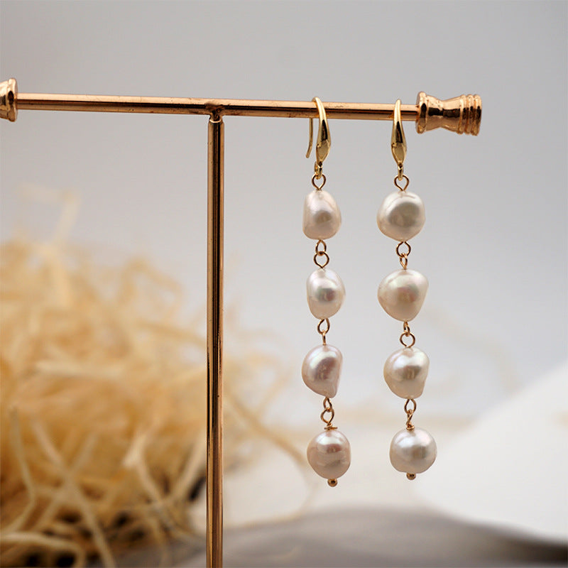 Fashion Irregular Pearl Copper Drop Earrings 1 Pair