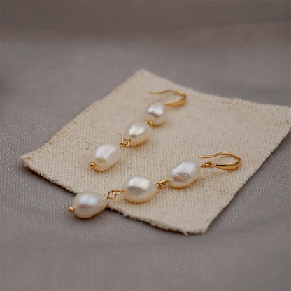 Fashion Irregular Pearl Copper Drop Earrings 1 Pair