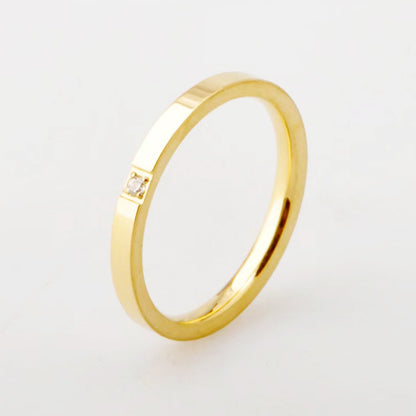 Simple Style Solid Color Titanium Steel Plating Rings 1 Piece