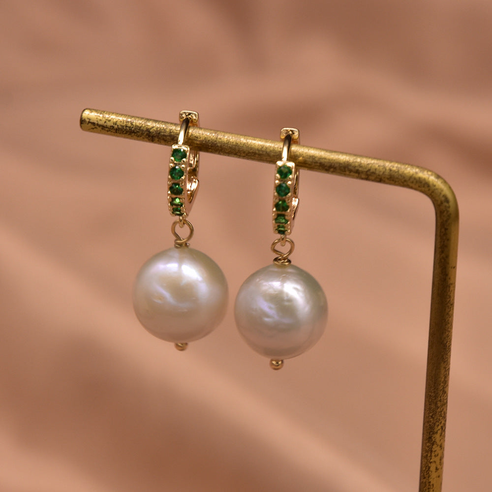 Elegant Geometric Pearl Inlay Zircon Earrings 1 Pair