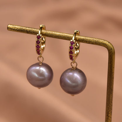 Elegant Geometric Pearl Inlay Zircon Earrings 1 Pair