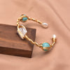 Retro Oval Flower Pearl Inlay Turquoise Bracelets