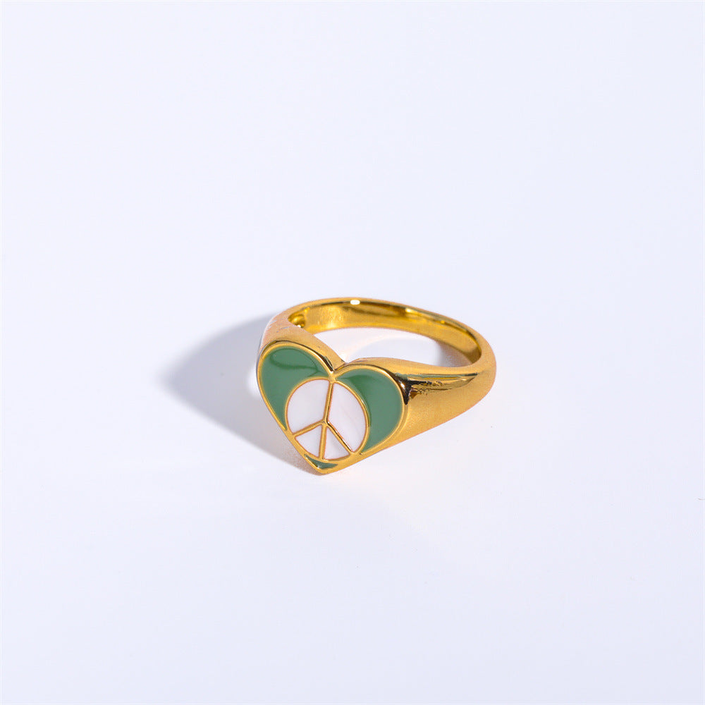 Retro Letter Brass Enamel Rings