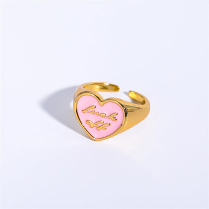 Retro Letter Brass Enamel Rings