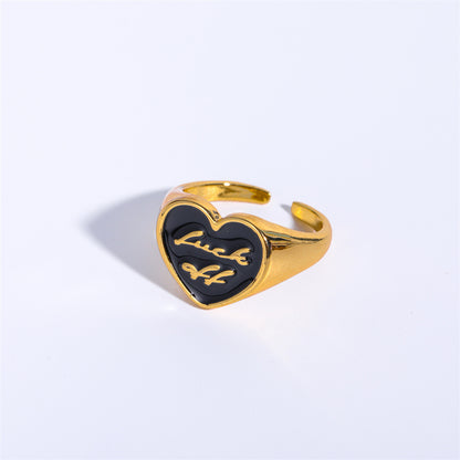 Retro Letter Brass Enamel Rings