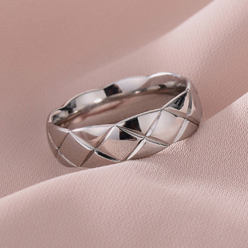 Fashion Lingge Titanium Steel Plating Rings 1 Piece