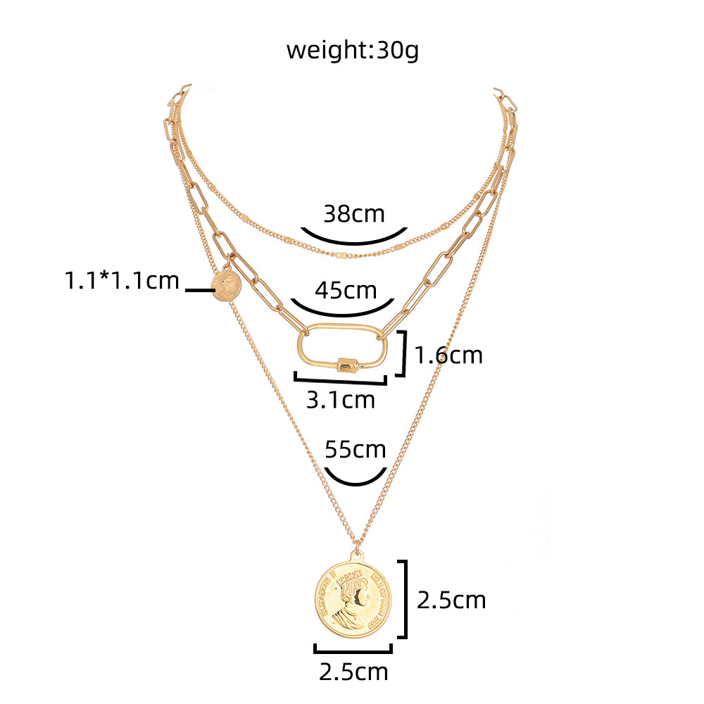 Fashion Star Moon Copper Inlay Zircon Layered Necklaces 1 Piece