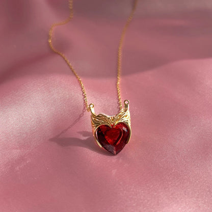 Casual Simple Style Heart Shape Crown Stainless Steel Inlay Zircon 18k Gold Plated Pendant Necklace