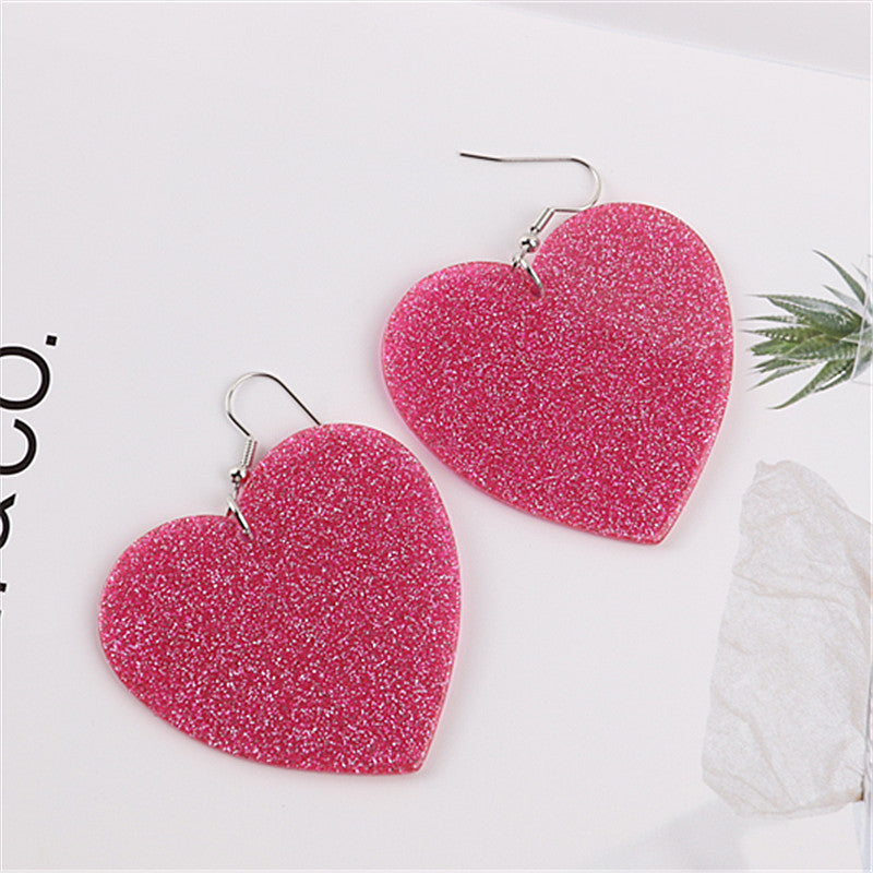 1 Pair Retro Heart Shape Arylic Women's Drop Earrings