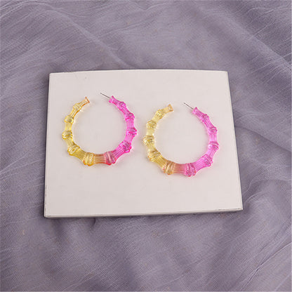 1 Pair Fashion Colorful Transparent Arylic Women's Hoop Earrings