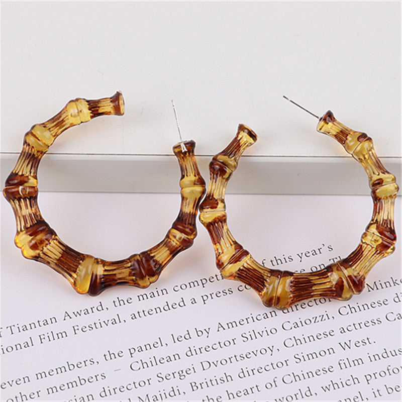 1 Pair Fashion Colorful Transparent Arylic Women's Hoop Earrings