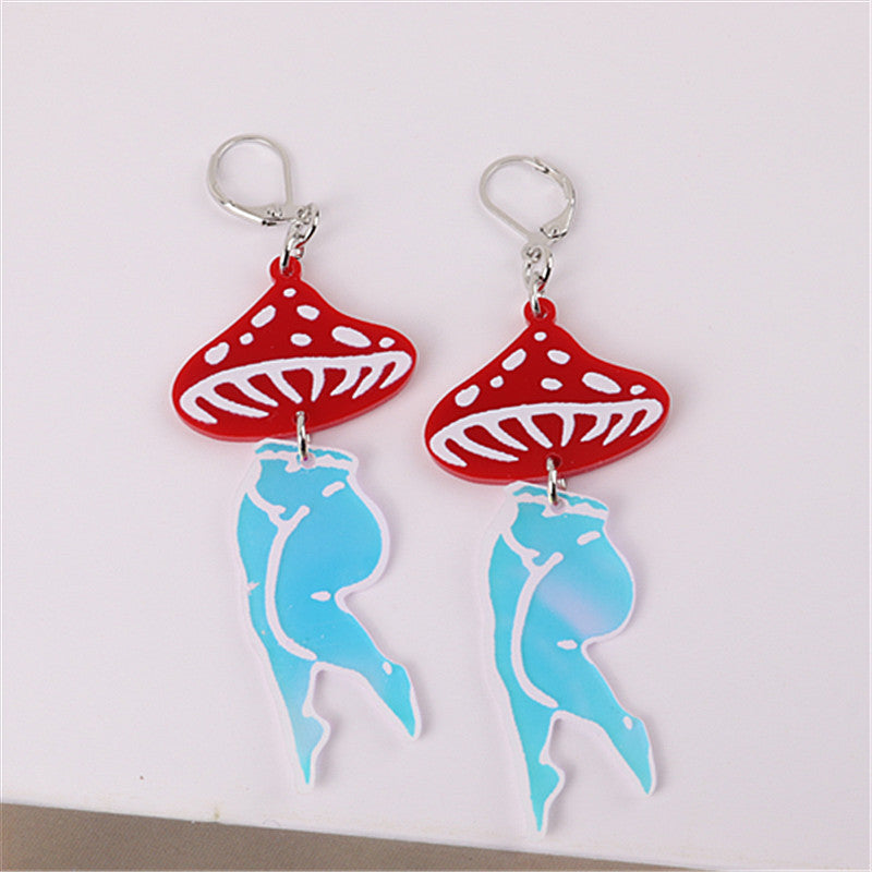 1 Pair Funny Mushroom Arylic Drop Earrings