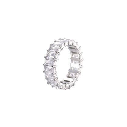 Fashion Round Titanium Steel Plating Zircon Rings